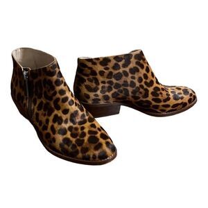 1.STATE Brown Rosita Leather Leopard Boots Booties Women's Calf Hair 6 EUC